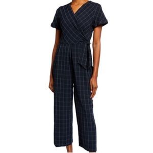 Signature by Robbie Bee Nordstrom Short Sleeve Check Print Jumpsuit